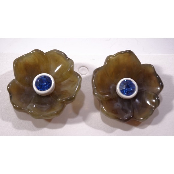 Banana Republic Women's Lucite RESIN FLOWER STUD EARRINGS NWT 48 Tortoise - Picture 3 of 12